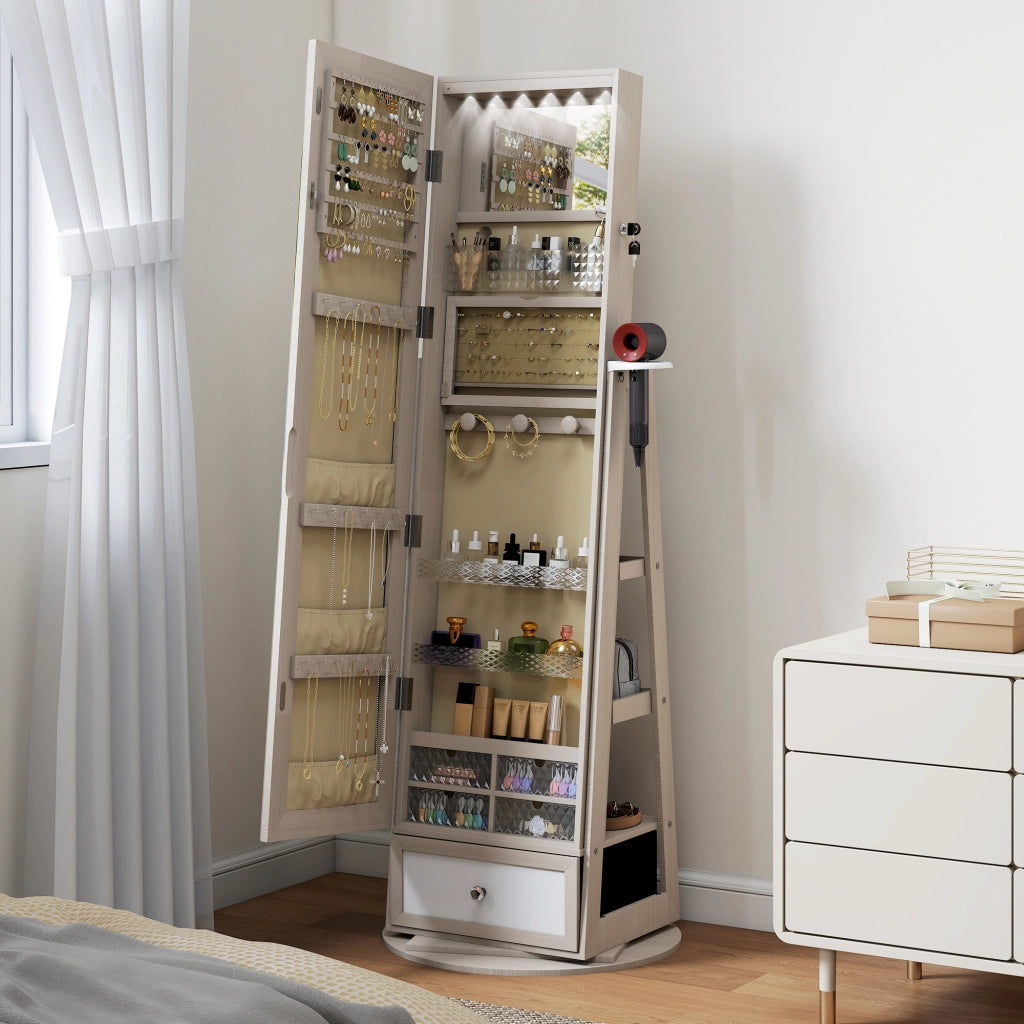 Armadio Joyero con Specchio e Luci LED ¨C Minimal ¨C Bianco