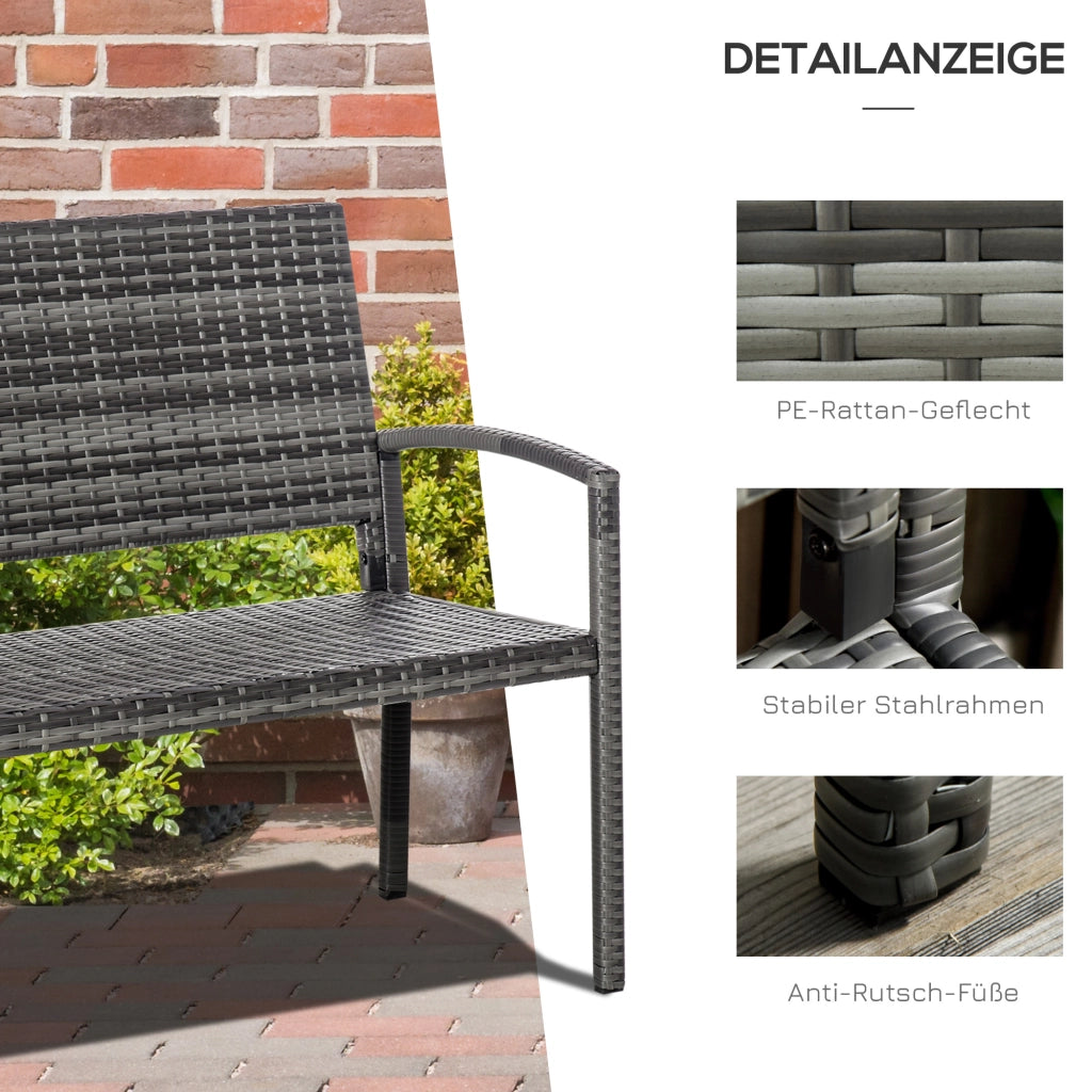 PANCA da giardino 2 posti 119 cm Grigio in acciaio