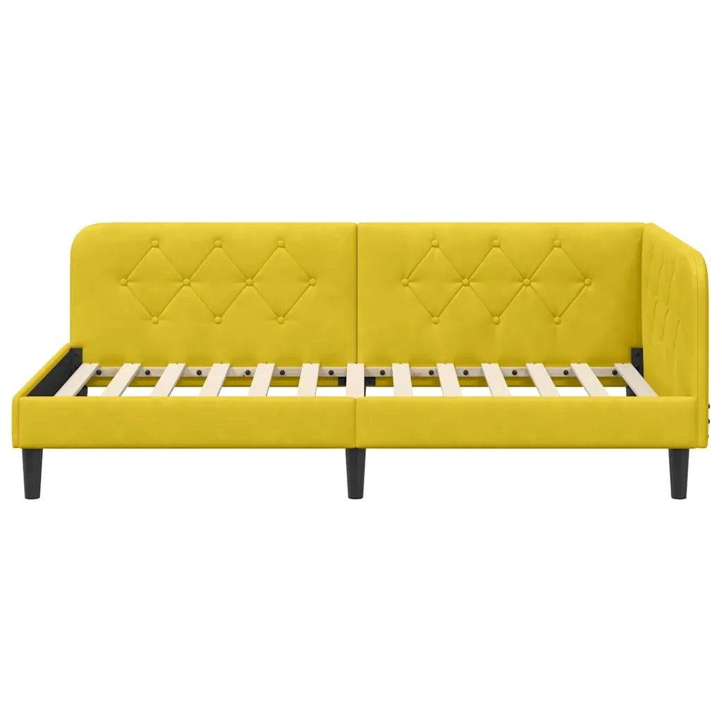 Cornice del letto ad angolo Giallo 90 x 190 cm Velluto