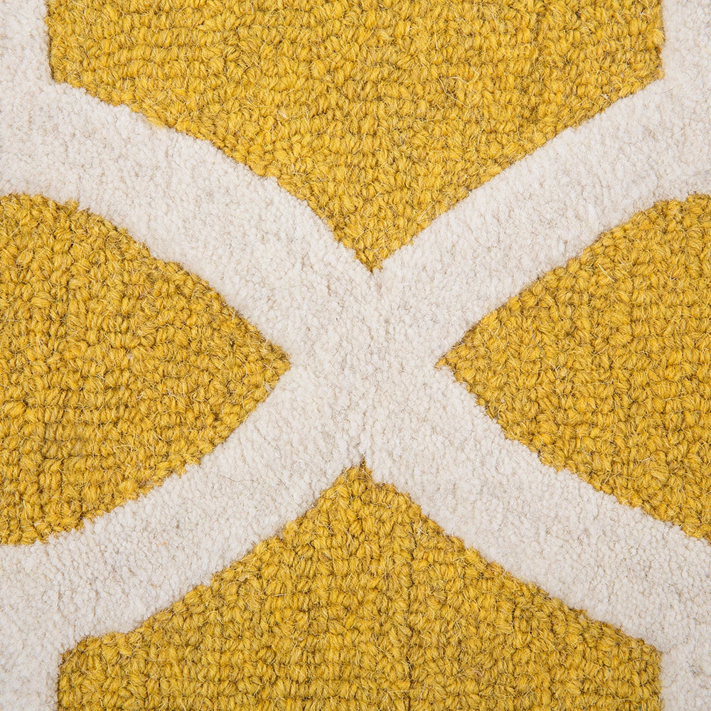 Tappeto tappetino Giallo Lana 140 x 200 cm Traliccio Quadrifoglio Trapuntato a Mano Orientale Trifoglio Marocchino