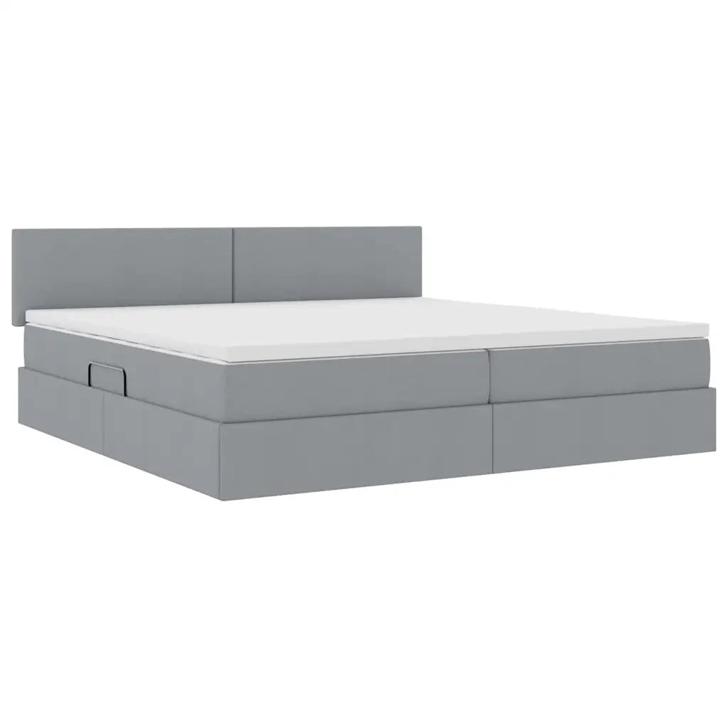 Letto con contenitore e materasso Grigio chiaro 200 x 200 cm