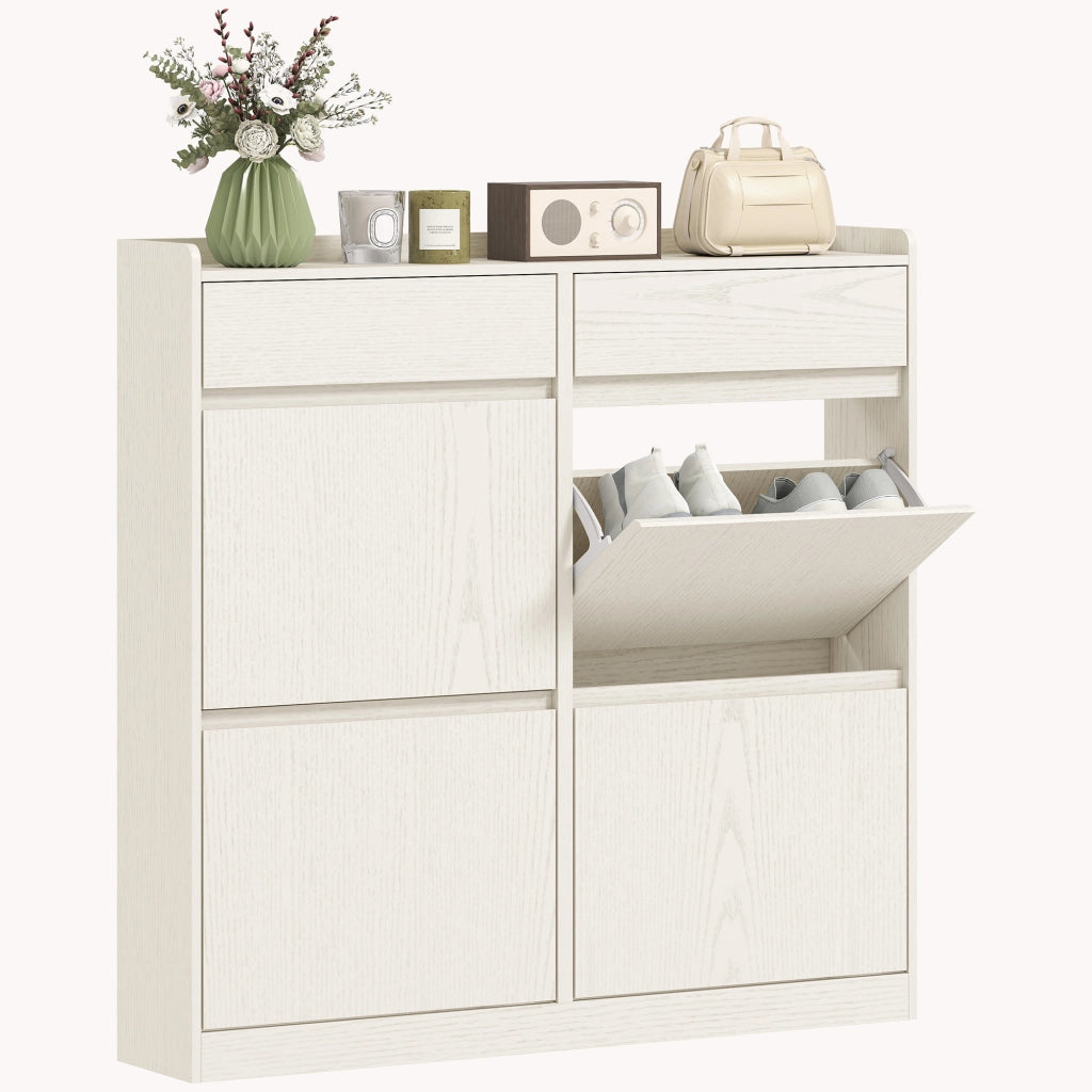 Scarpiera con cassetti e ante ¨C Minimal ¨C bianco 98x19x95 cm