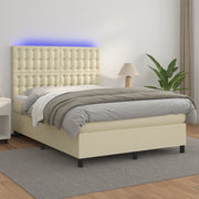 Giroletto a Molle con Materasso e LED Crema 140x190 cm 3135941