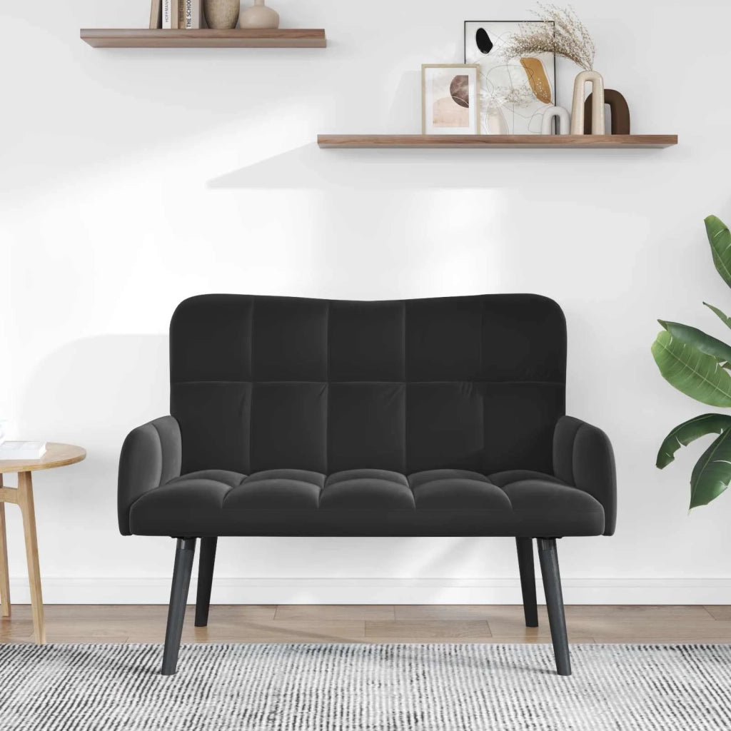 Sofa a Due Posti Nero 115 x 61 x 87 cm Velluto 42028945