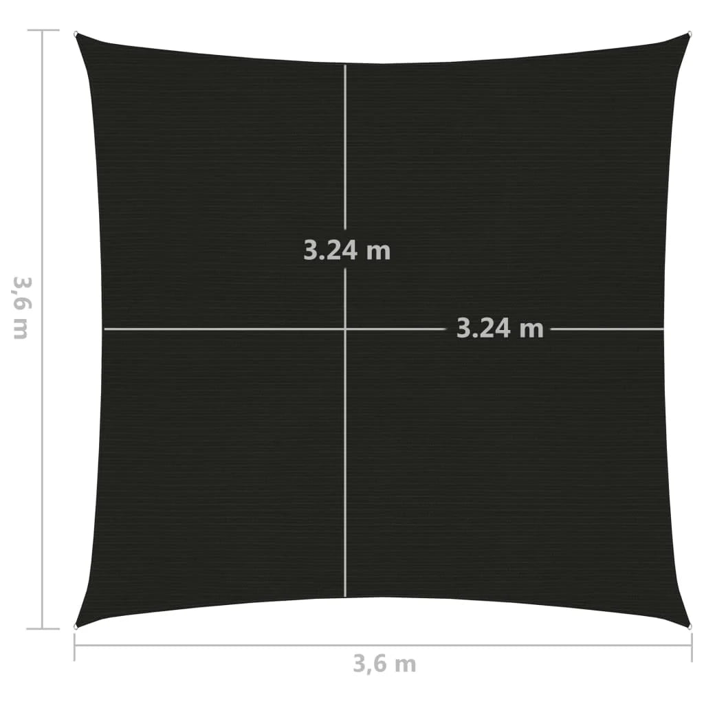 Vela ombreggiante/ombrellone 160 g/m² HDPE 3,6 x 3,6 m nero 02_0009196