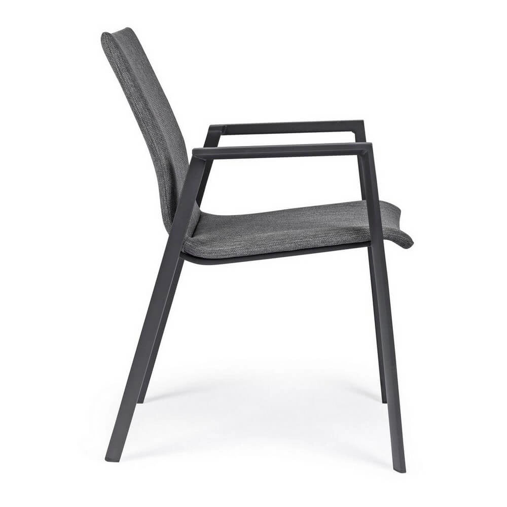 Set di 4 Sedia da Esterno con Braccioli in Alluminio e Tessuto - CLASSICAL