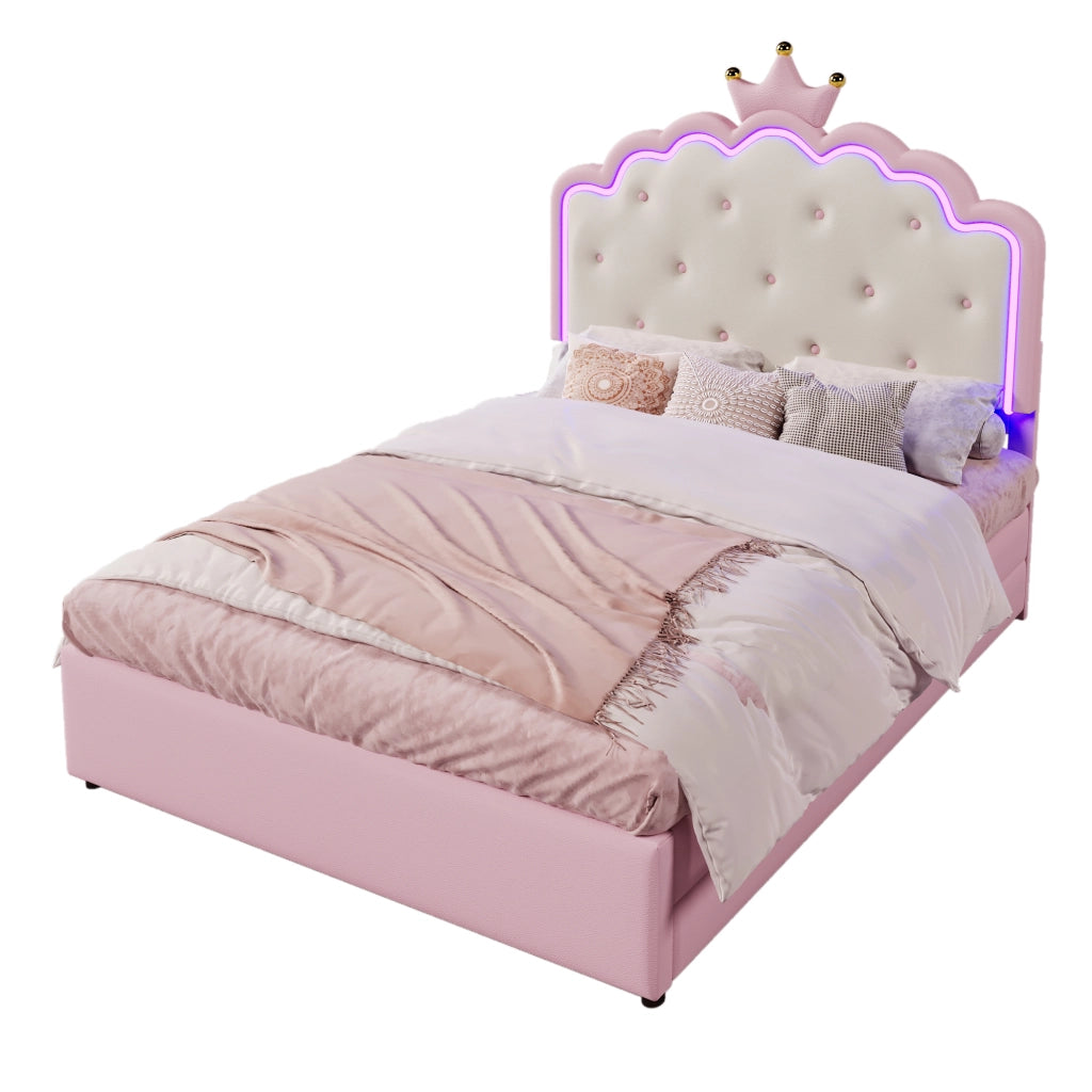 letto imbottito pu rosa 140 x 200 cm