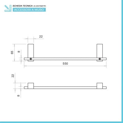 Set accessori a muro 5 pezzi in acciaio cromato e viti incluse  Unica