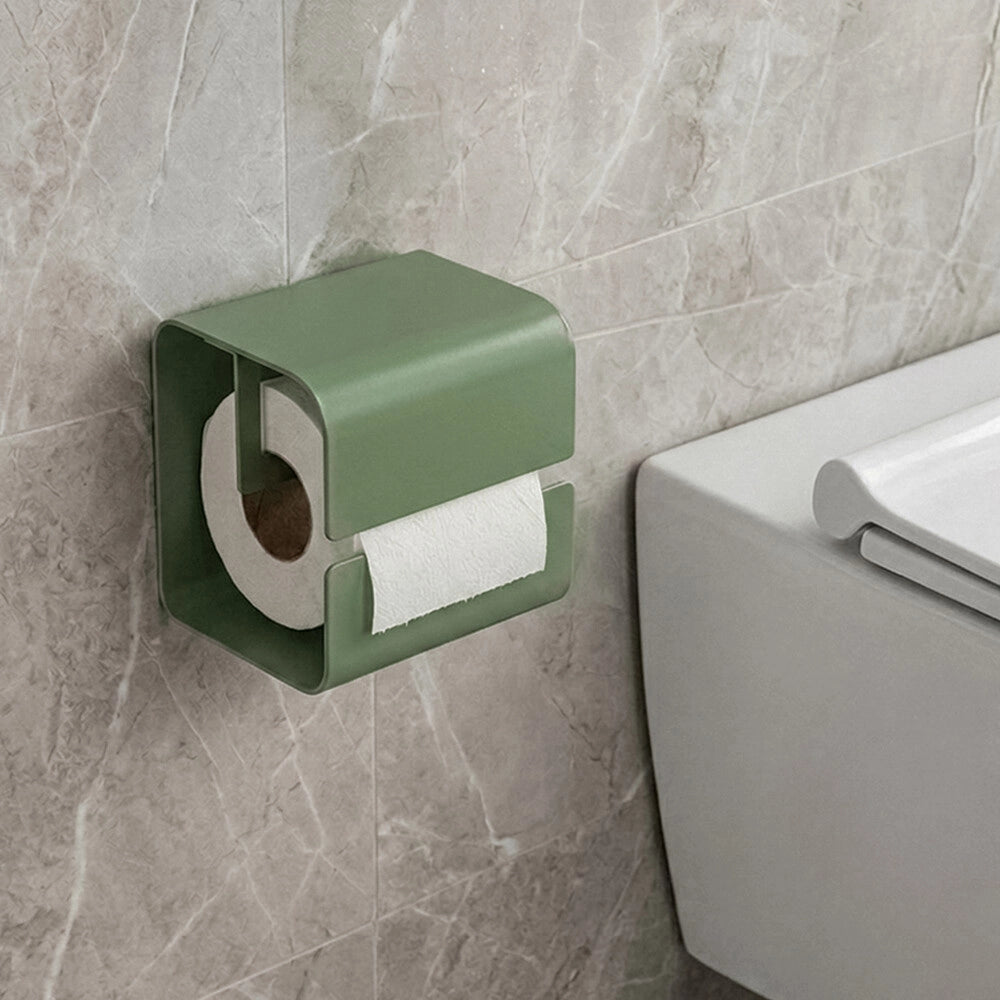 Porta rotolo bagno verde in acciaio senza fori Rea