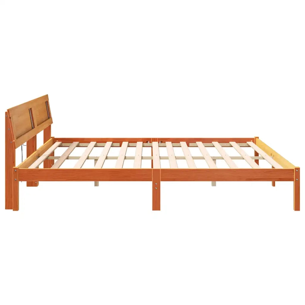 Letto matrimoniale | Letto per adulti | Struttura del letto Marrone cerato 180 x 200 cm Pino massello