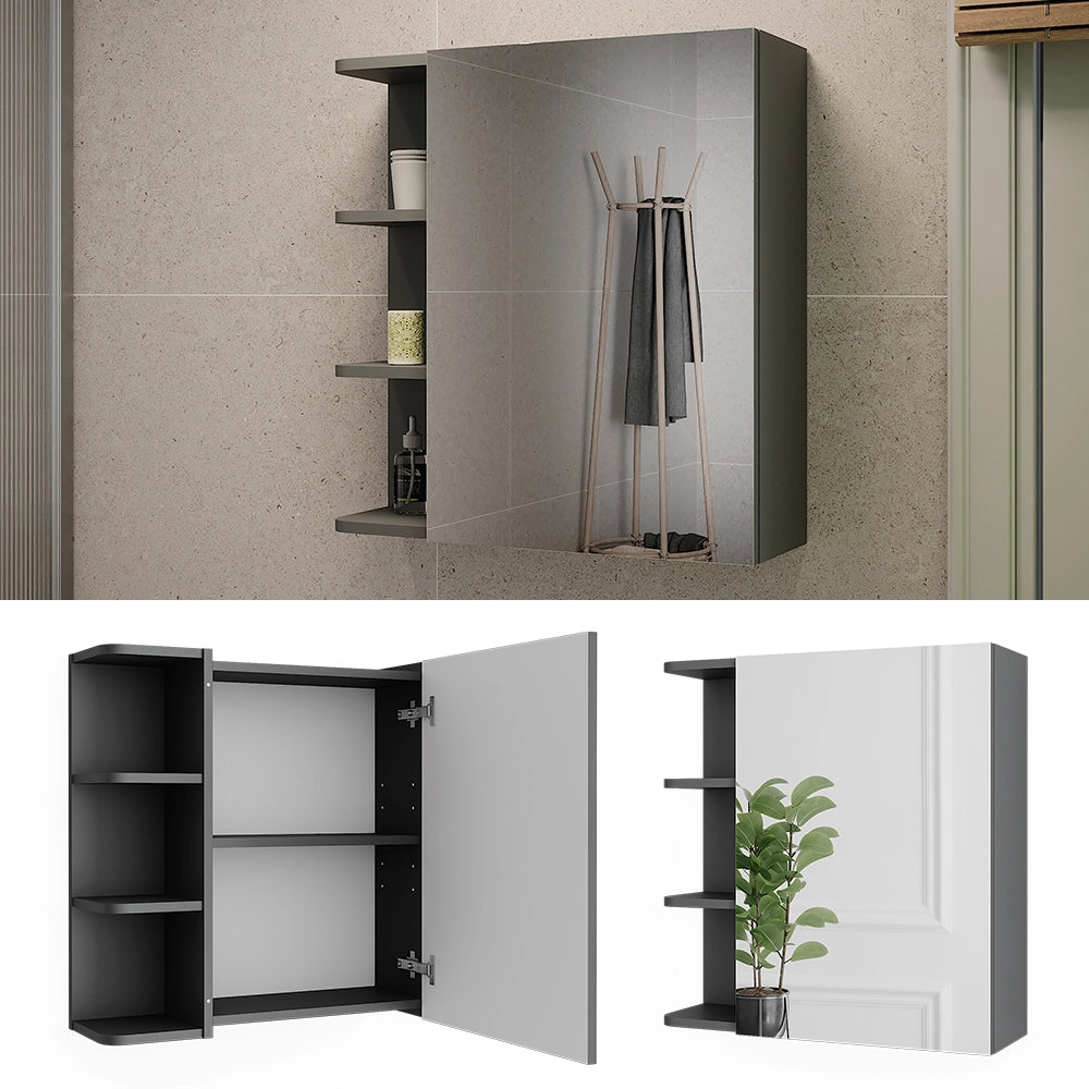 Vicco Armadietto a specchio per il bagno Antracite 62 x 64 cm