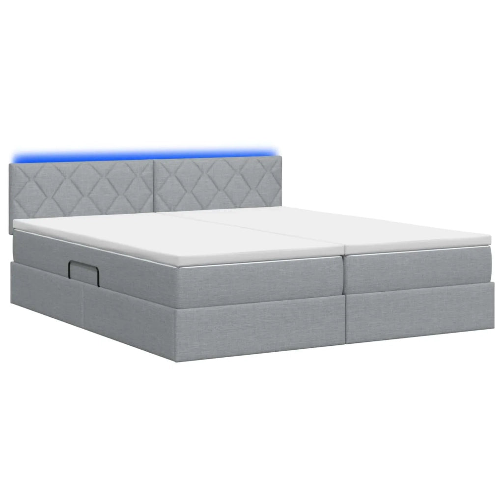 Letto con contenitore LED e materasso Grigio Chiaro 3459366