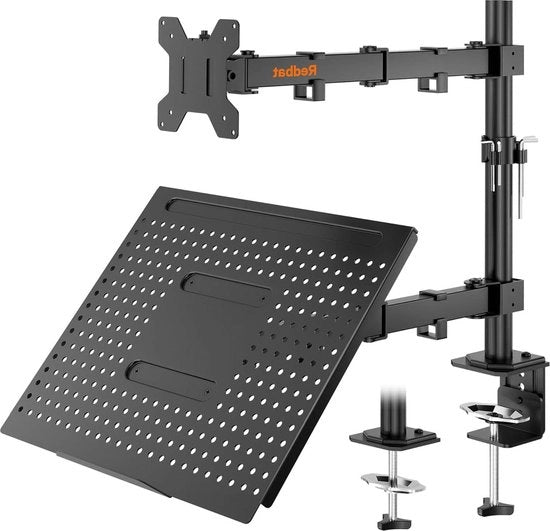 Monitor e laptop stand per scherm da 13 a 32 pollici regolabile con supporto per laptop e VESA 75/100 mm 2 opzioni di montaggio