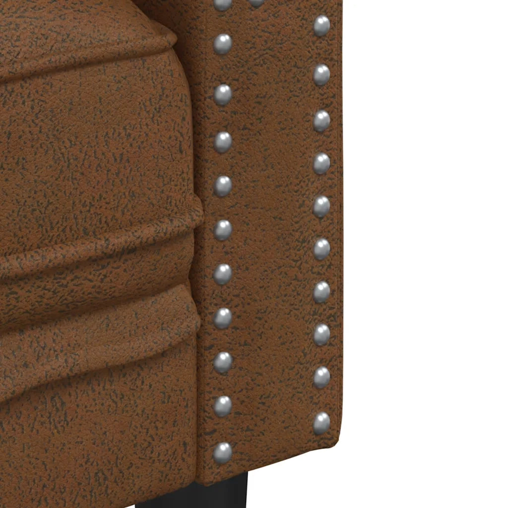 Divano Chesterfield a 3 Posti Marrone in Similpelle Scamosciata 372672