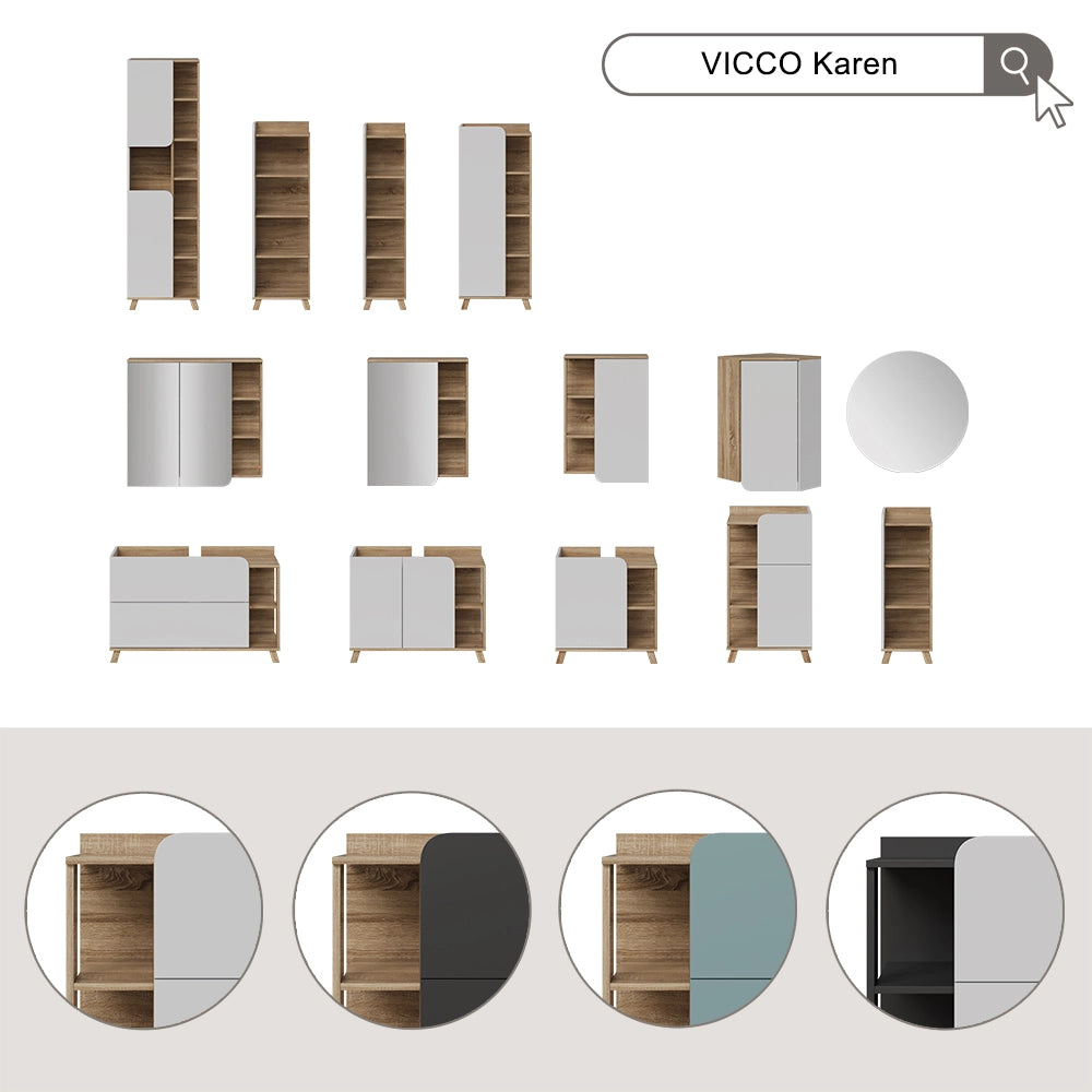 Vicco Mensola da bagno Antracite/bianco 40 x 128 cm con 4 scomparti