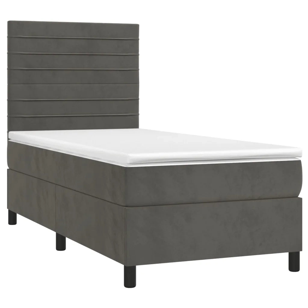 Letto a Molle con Materasso e LED Grigio Scuro 100x200 cm 3136168