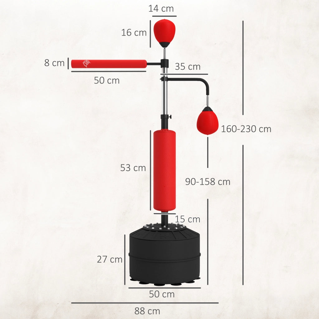 Supporto per sacco da boxe regolabile in altezza ¨C Minimal ¨C 160-230 cm, rosso