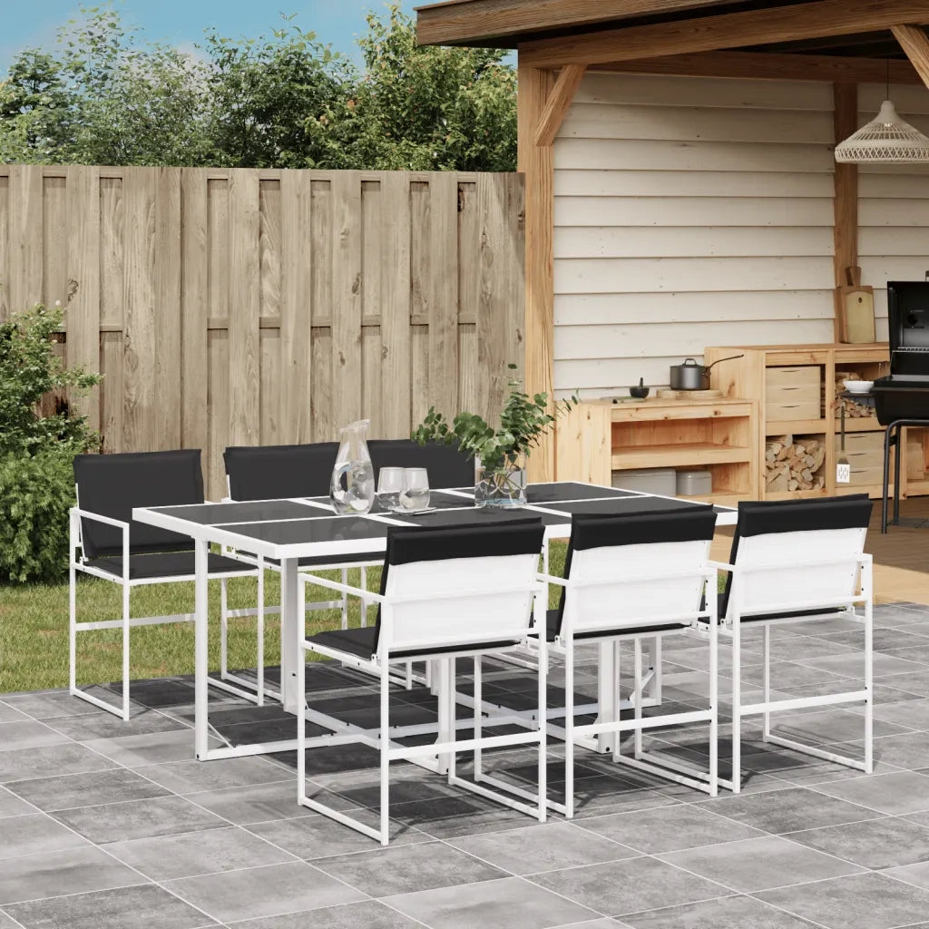 Set da Pranzo da Giardino 7 pz con Cuscini Bianco in Textilene 3295104