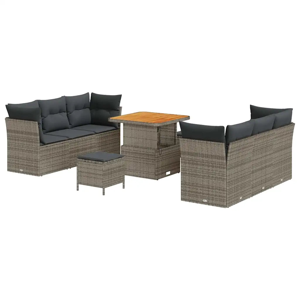 Set Divano da Giardino con cuscino 9 pcs Grigio polyrattan 3363388