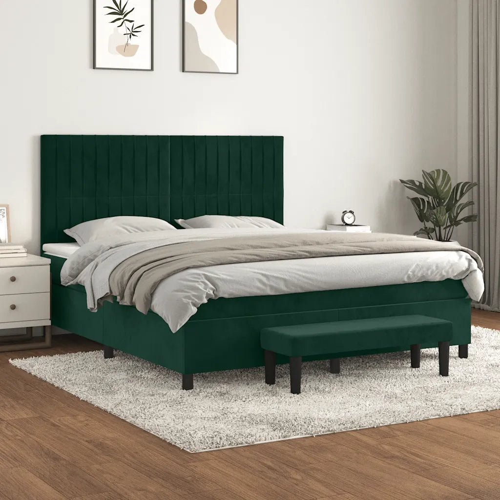 Giroletto a Molle con Materasso Verde Scuro 180x200 cm Velluto 3137980