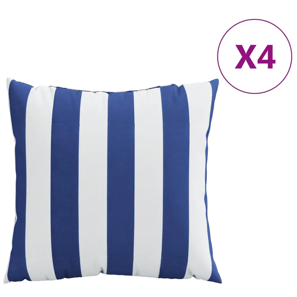 Cuscini Decorativi 4pz Strisce Blu e Bianco 60x60 cm Tessuto 360418