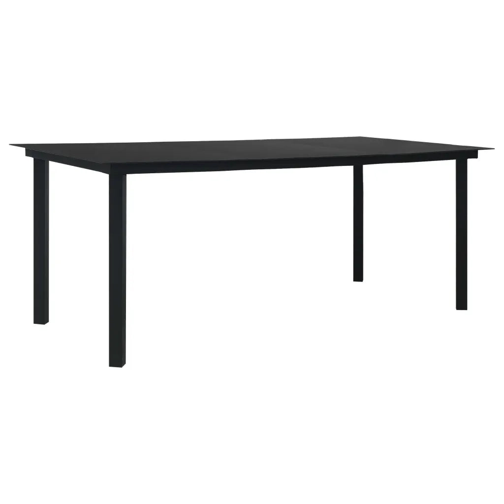 Set da Pranzo da Giardino 9 pz Nero in Vetro e Acciaio