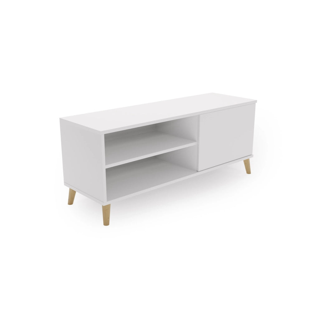 Mobile TV VIVA 110 cm bianco con gambe in legno