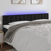 Testiera a LED Nera 180x5x78/88 cm in Velluto 3122108