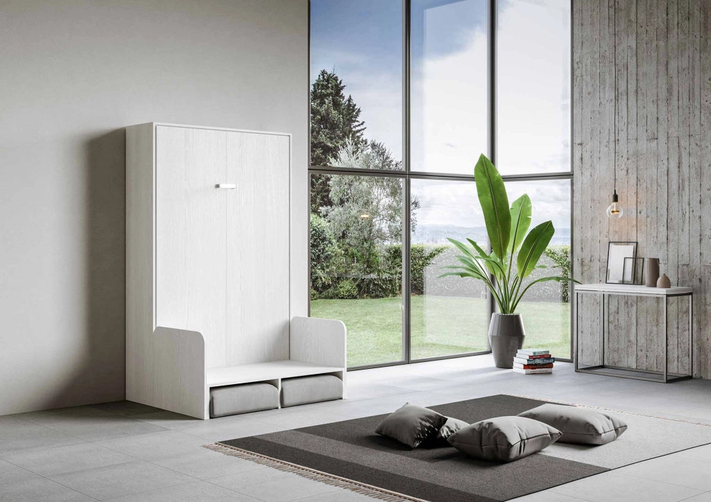 Letto Matrimoniale Francese a Scomparsa Salvaspazio con Sofà Kentaro H210 cm Bianco