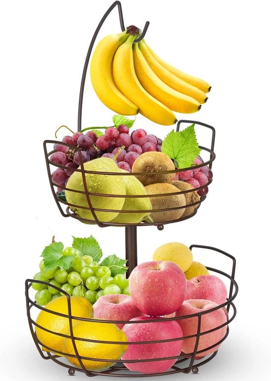 Scatole per frutta con contenitore per banane e cornice per verdura - bronzo - 2 pezzi