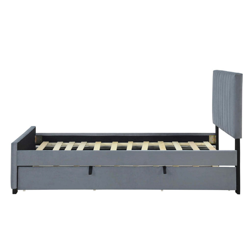 letto imbottito velluto grigio 90 x 190 cm
