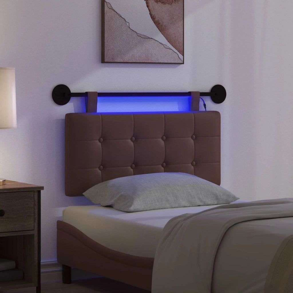 Testiera | Testata sospesa Con luce LED Marrone Similpelle