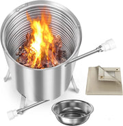 Riscaldatore per piscina, in legno, con fuoco, in acciaio inox, con spirale di riscaldamento, tappetino ignifugo e vassoio per piscina