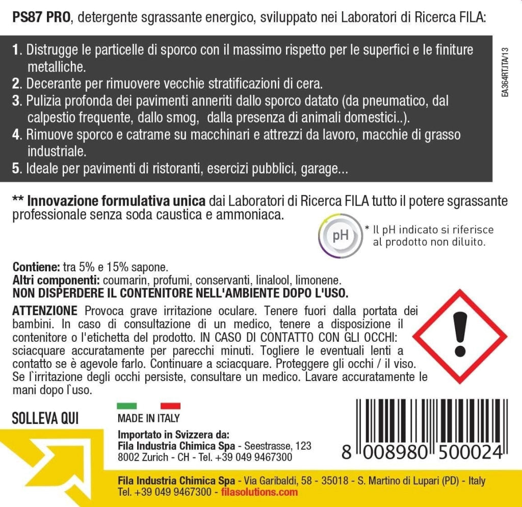 Fila Ps87 Pro Lt.5 Detergente Decerante Sgrassante