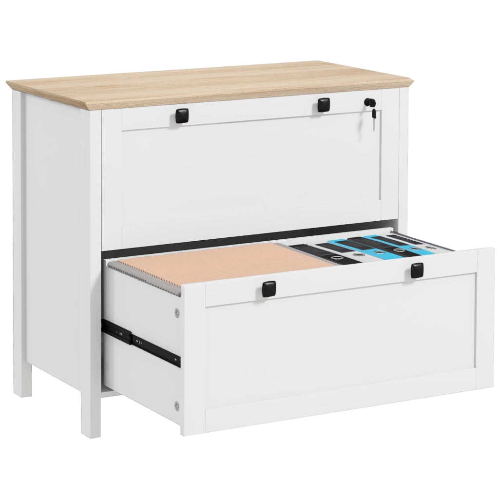 Cassettiera con 2 cassetti e appendiabiti ¨C Minimal ¨C 79x40x72 cm bianco e rovere