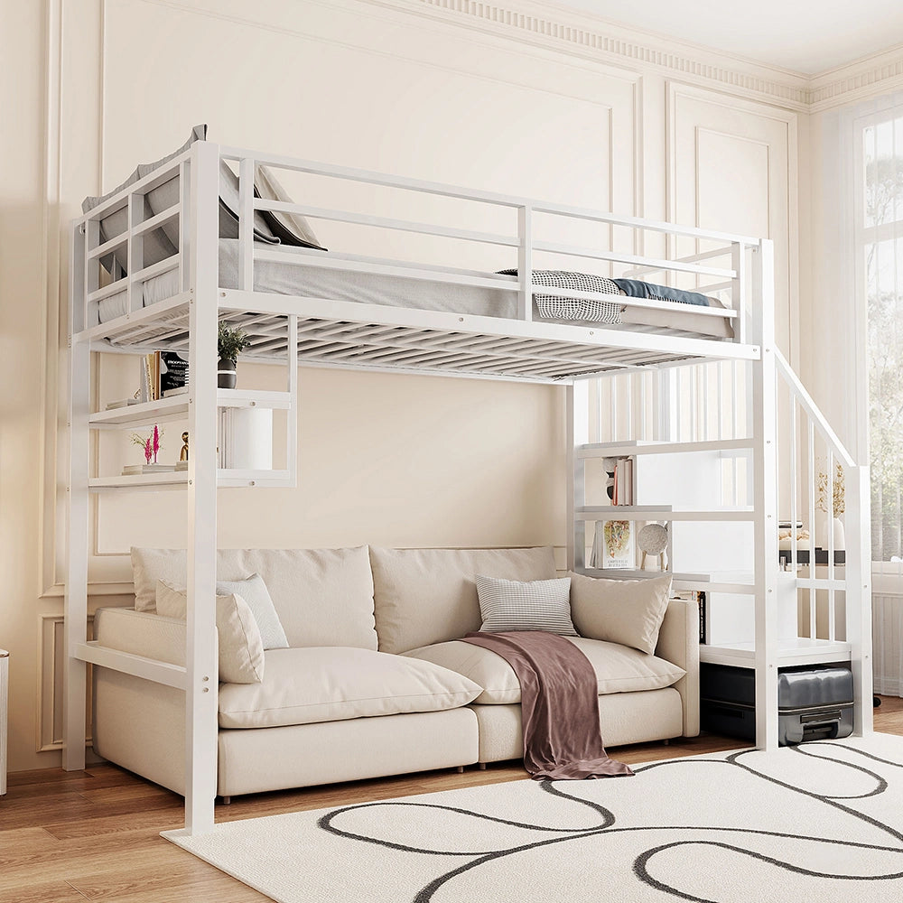 Letto a soppalco - Xylo - 90x200 cm contenitore bianco
