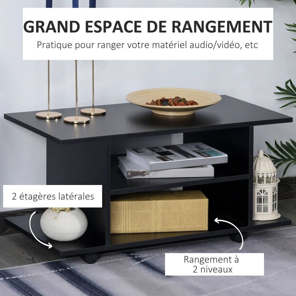 Mobile TV con ruote ¨C Minimal ¨C nero 80x40x40 cm