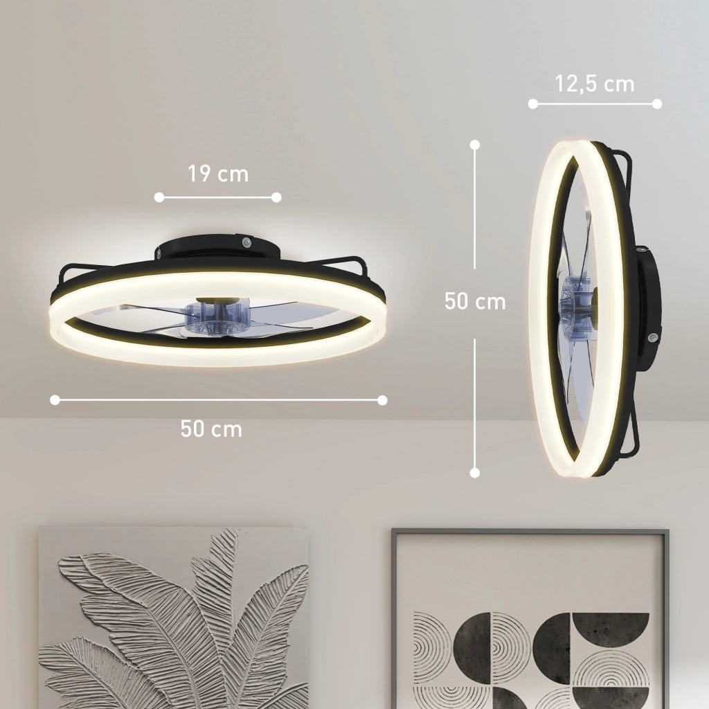 Ventilatore a Soffitto con Luce LED ¨C zephmum ¨C 40W DC Nero