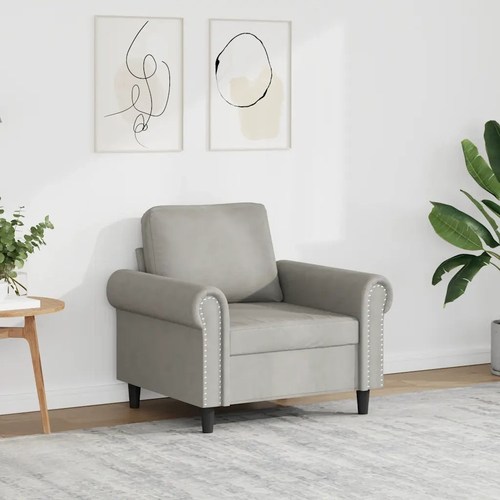 Poltrona Grigio Chiaro 60 cm Velluto 359509
