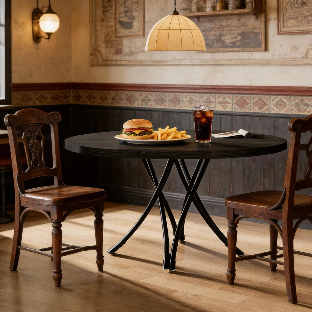 TAVOLO da pranzo rotondo 120 cm Nero Legno per 4-6 persone