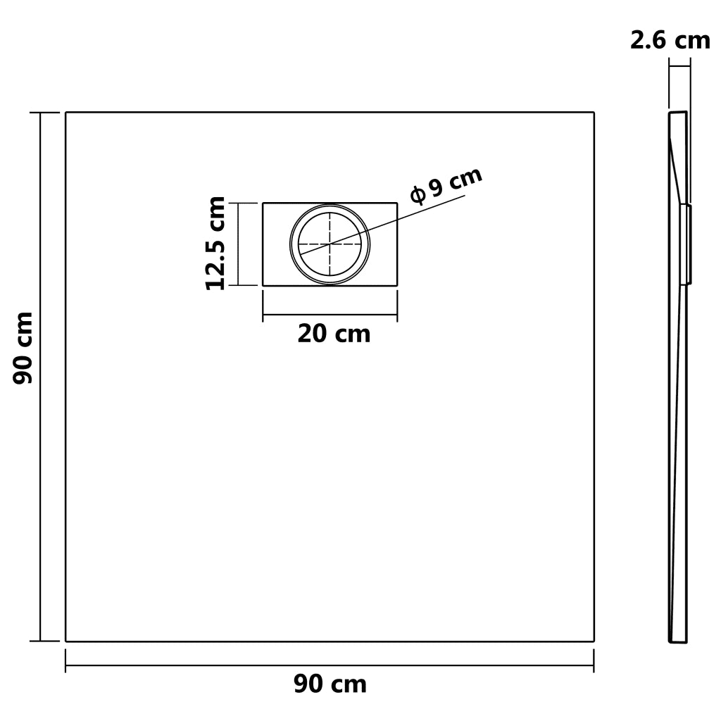 Piatto Doccia in SMC Nero 90x90 cm CFW9135222