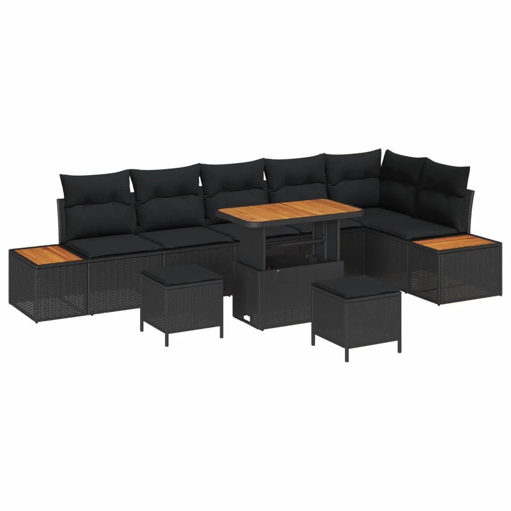 Set Divano da Giardino 9 pcs Nero polyrattan 3362934