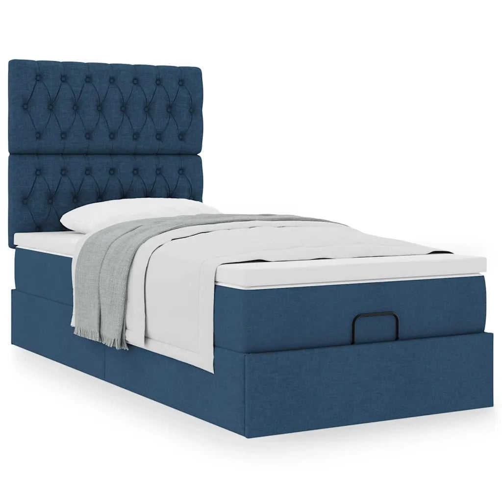 Pouf Letto con Materasso Blu 100x200 cm in Tessuto 3313222