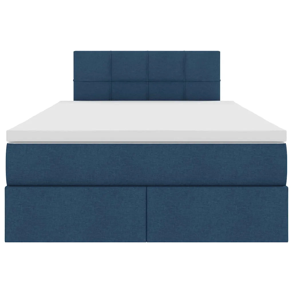 Letto con contenitore e materasso con testiera Blu 120 x 200 cm