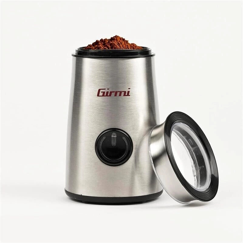 GIRMI MACINACAFFE 150 W CORPO INOX CAPACITÀ 50GR MACINA SPEZIE E CAFFÈ LAME INOX PULSANTE RETRO-ILLUMINATO + AVVOLGICAVO