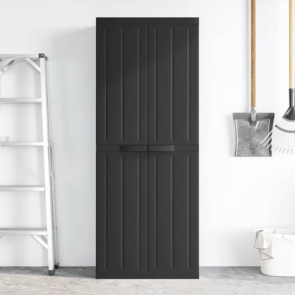Armadio da Esterno Nero 65x37x165 cm in PP 364205