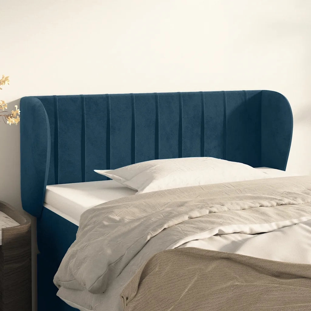 Testiera ad Orecchio-Testata con Orecchie Blu Scuro 93x23x78/88 cm in Velluto 657544