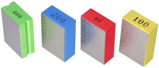 Polijstpads 4 Stuks - Diamant Korrel 60/100/200/400 - Blocchi Schiuma Riciclabili - Adatti per Pietra/Glass/Metallo - Per Lavori di Polimento Grosso/Fino