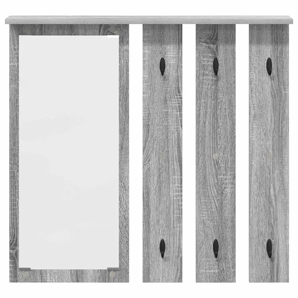 Appendiabiti a muro con specchio Grigio sonoma 84 x 10 x 80 cm 874496
