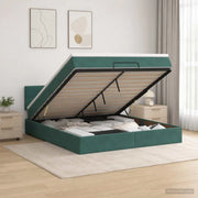 Letto ottomano con materasso Verde Scuro 140 x 200 cm Velluto 3456564